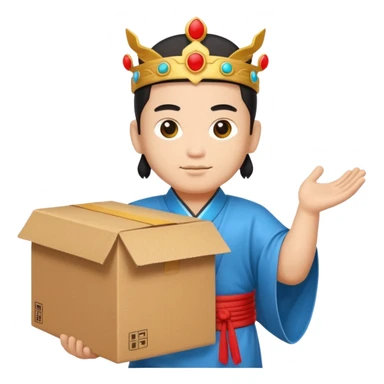 chinese god hold carton box sticker