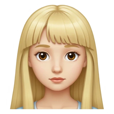 Girl with long blonde hair and micro bangs sticker