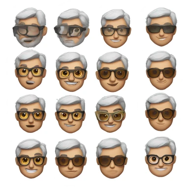 Memoji of Andrew Huberman Silver fox, tortoiseshell glasses, crisp button-downs, muscular sticker