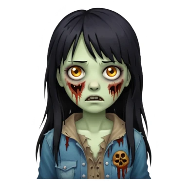 Faça uma mulher zumbi de franja cabelo longo preto 🧟‍♀️ sticker