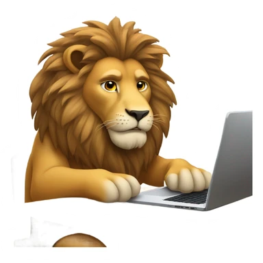 lion working on laptop sticker