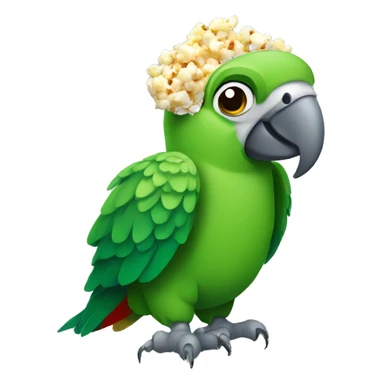 green parrot holding a popcorn sticker