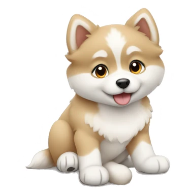 tan and white pomsky puppy sticker
