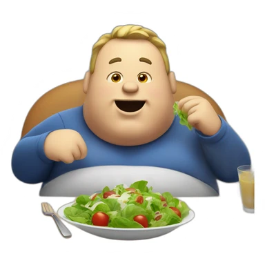 Fat guy eating salad sticker