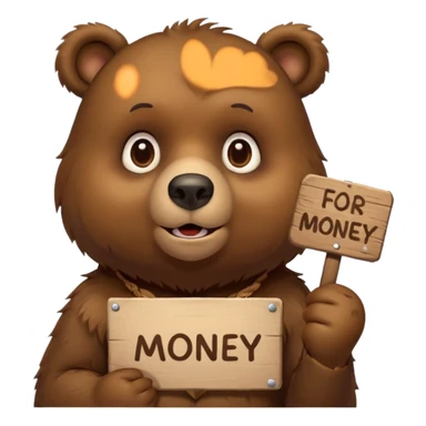 Quero emoji de um urso querendo dinheiro sticker