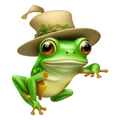 Flying frog with hat sticker