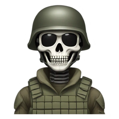 Military soldier with skeleton mask With black military gear sticker