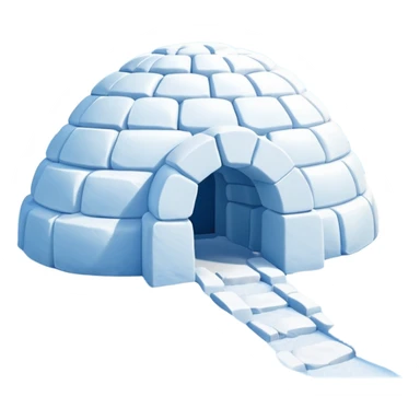 A traditional snow igloo on a vast snowy plain under a clear blue sky. Soft sunlight casts gentle shadows across the snow. The igloo has a small entrance tunnel and compacted snow blocks forming its dome. Realistic Arctic environment, calm winter feeling. Negative: Background transparent. sticker