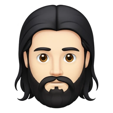 Hombre blanco de cabello largo negro con barba  sticker