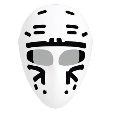 A simple and clean emoji-style illustration of a white hockey mask with minimalistic black details, inspired by Kanye West's iconic style. sticker