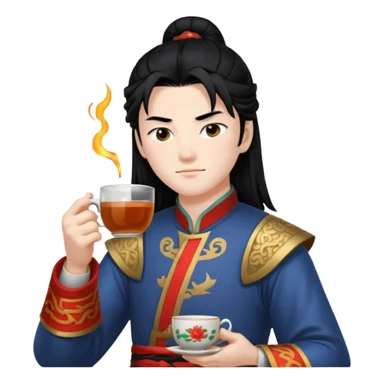 Lu bu squinting while drinking tea  sticker