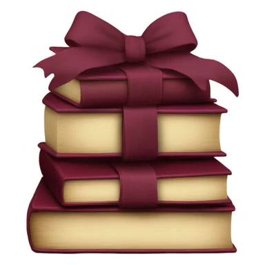 burgundy books stacked up and tied together by a burgundy bow sticker