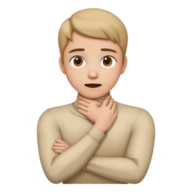 Arms crossed holding neck choking sticker