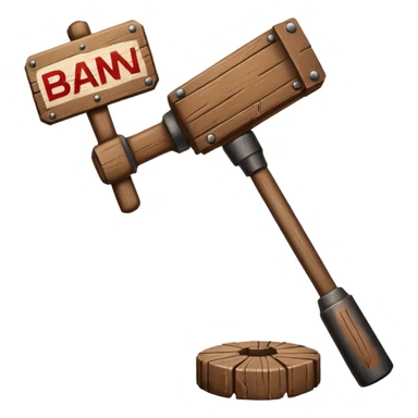 Banhammer with sign BAN! sticker