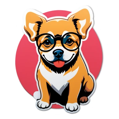 Dog wearing glasses kissing sticker