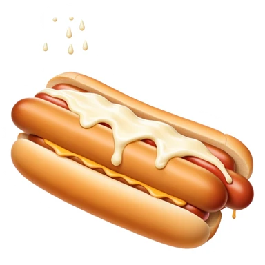 A hot dog drippping with yogurt  sticker