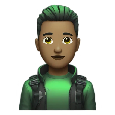 Cyberpunk men with green gradient and short hair sticker