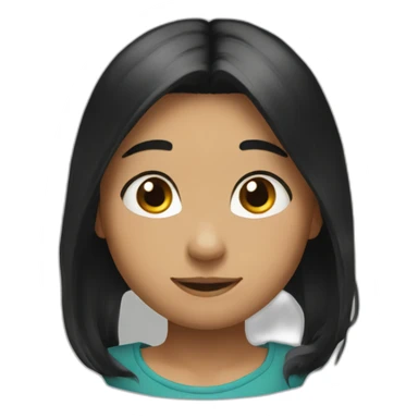 with with chipmunk cheeks black hair sticker