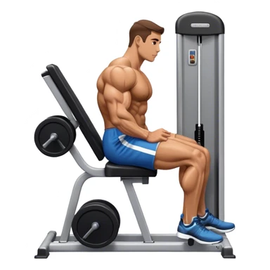 side-view bodybuilder seated weighted calf-raise machine lower leg exercise sticker
