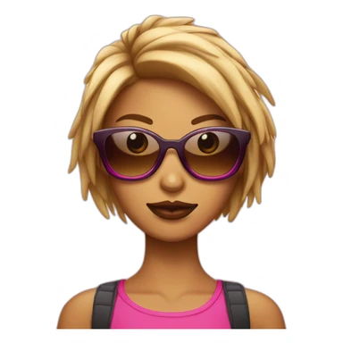 Chica pelo marrón con gafas y labios pintados de rosa sticker