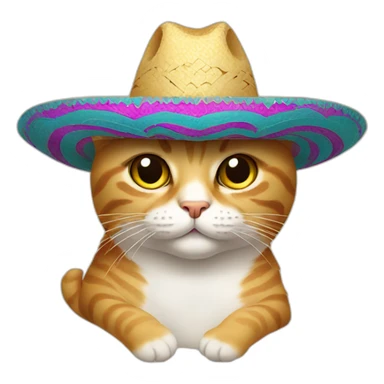 cat with a sombrero on sticker