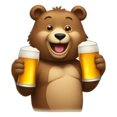Happy bear having beer sticker