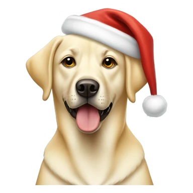 Yellow lab dog wearing a Santa hat sticker