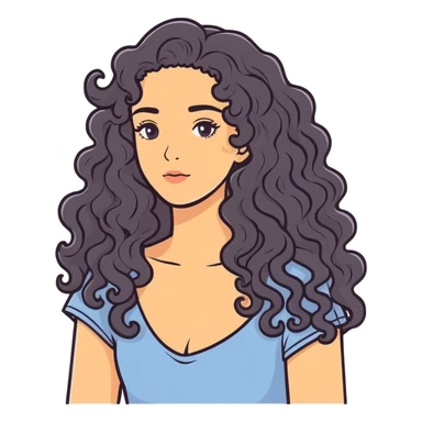 Woman with long curly hair sticker