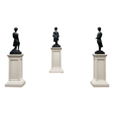 An icon featuring an elegant art gallery with classic paintings hanging on the walls, and sculptures displayed on pedestals. Visitors admire the exhibits, capturing the essence of culture, history, and art. Set against a transparent background. sticker