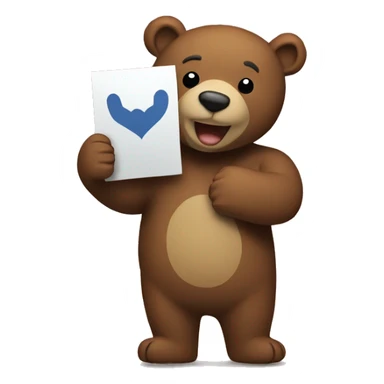 Bear holding a sign i love u sticker