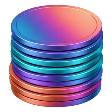 Stack of coins in gradient of turquoise, blue, pink, purple, and coral color sticker