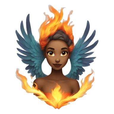 beautiful female pheonix with beautiful flame underneath ethereal looking sticker