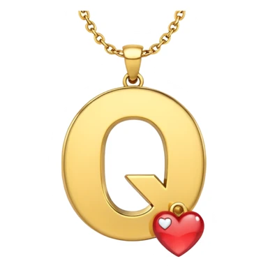 Gold necklace with letter q pendant and heart sticker
