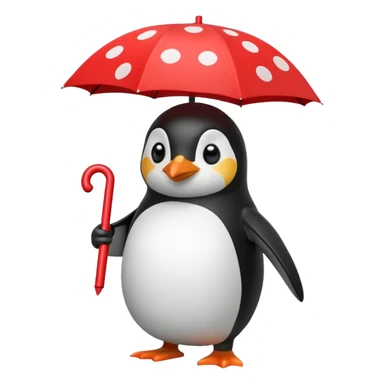 Penguin with red polka-dot umbrella sticker