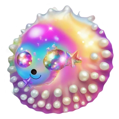 Lisa Frank sparkle sea shell with pearl ￼ sticker
