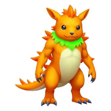  lush warm-colored neon-colored Digimon-Fionbri-creature (full body) sticker