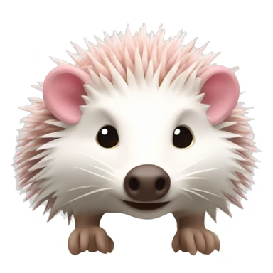 Hedgehog white creamy quills one pink ear one brown ear different colored ears sticker