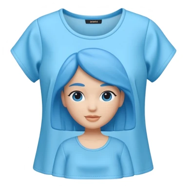 A 3D cartoon sky-blue women’s top with light fabric folds and soft shading, casual style, Memoji-style rendering. sticker