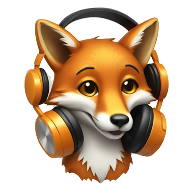 fox in headphones, enjoying music sticker