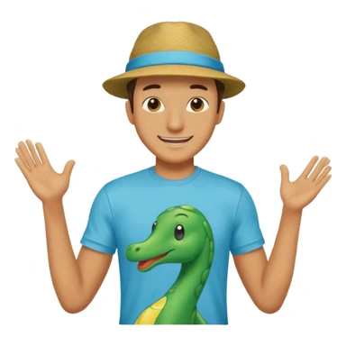A handsome guy looks bold and brash, wears a t shirt and has a hat sticker