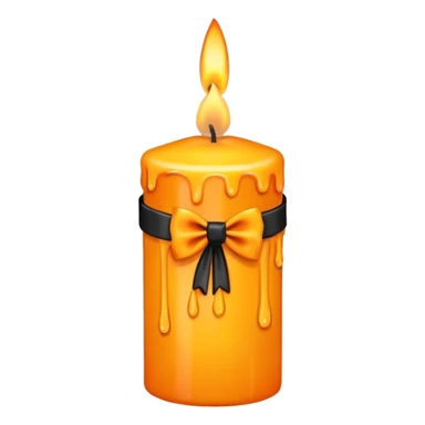 orange yellow candle, with black bow sticker