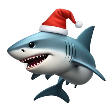 Shark wearing a Christmas hat sticker
