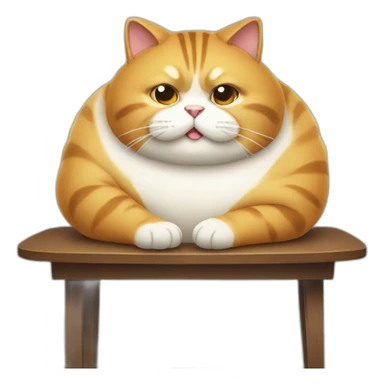 fat cat sit on table sticker