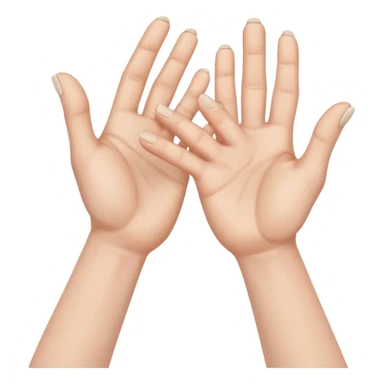 a pair of hands cracking their knuckles, by interlacing fingers, rotating the hands, and extending sticker