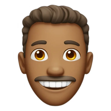 A man smiling with a missing front tooth sticker