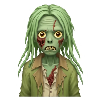 The zombie emoji with long locs sticker