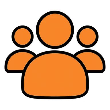 Remove all social details or icons, leave only a simple silhouette representing followers, in orange color #fe6601, with transparent background. sticker