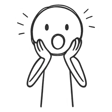 stick figure with hands on cheeks, surprised and delighted look sticker