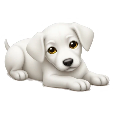 White puppy lying down sticker