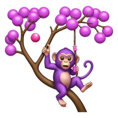 Purple monkey swinging through a bubblegum tree sticker